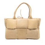Bottega Veneta  Small Suede and Shearling Maxi Intrecciato Arco Tote