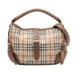 Burberry  Haymarket Check Stitched Coated Canvas and Leather Dunloe - Image 5