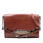 Burberry  Leather and House Check Canvas Bridle Abbott Crossbody