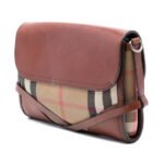 Burberry  Leather and House Check Canvas Bridle Abbott Crossbody - Image 3