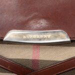 Burberry  Leather and House Check Canvas Bridle Abbott Crossbody - Image 5