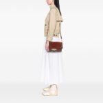 Burberry  Leather and House Check Canvas Bridle Abbott Crossbody - Image 4