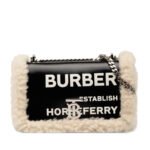 Burberry  Small Shearling Trimmed Coated Canvas Lola Crossbody