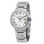 Cartier Ballon Bleu 36 mm Automatic Diamond Silver Dial Ladies Watch
