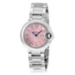 Cartier Ballon Bleu Pink Dial Stainless Steel Ladies Watch