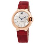 Cartier Ballon Bleu Silver Diamond Dial Purple Leather Ladies Watch