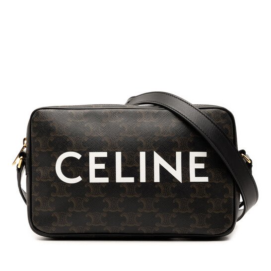 preowned-celine-medium-triomphe-coated-canvas-logo-crossbody-fcu1203 Celine Medium Triomphe Coated Canvas Logo Crossbody - Image 1