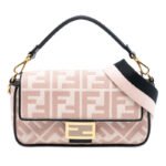 Fendi  Zucca Embroidered Canvas Baguette Satchel