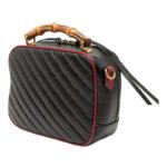 Gucci  Small GG Marmont Matelasse Diagonal Leather Torchon Bamboo Satchel - Image 5