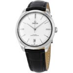 Omega De Ville Silver Dial Black Leather Men's Watch