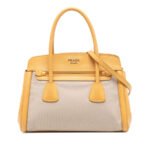 Prada  Saffiano Cuir Trimmed Canapa Satchel Ladies