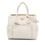 Prada  Vitello Daino Front Pocket Open Convertible Tote Ladies