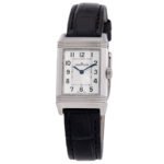 Jaeger LeCoultre Pre-owned Reverso Silver Dial Black Ostrich Leather Strap Unisex Watch