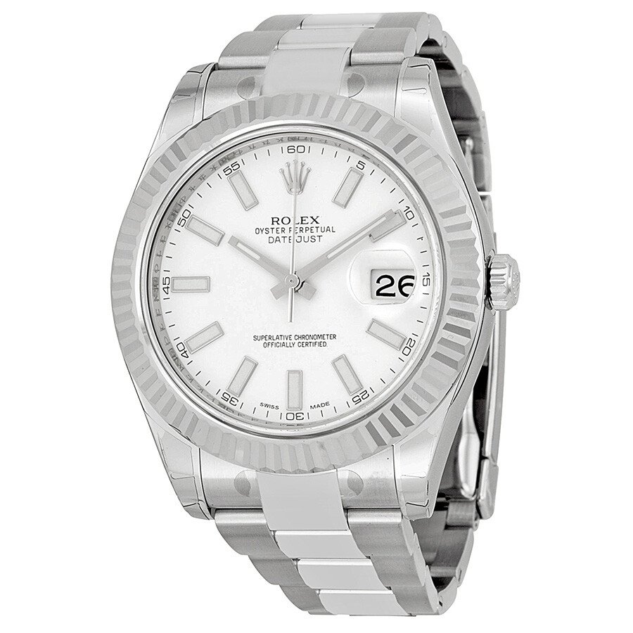 preowned-rolex-datejust-ii-automatic-white-dial-stainless-steel-oyster-bracelet-mens-watch-116334wso Rolex Datejust II Automatic Chronometer White Dial Men's Watch - Image 1