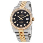 Rolex Oyster Perpetual Automatic Chronometer Diamond Black Dial Unisex Watch