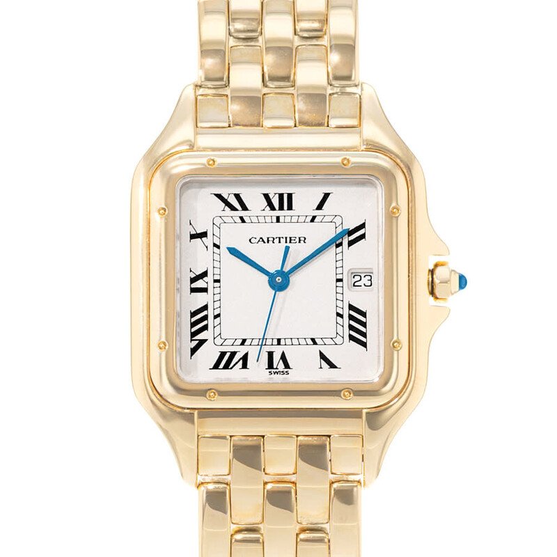 preowned-cartier-panthere-quartz-silver-dial-mens-watch-w25014b9_1 Cartier Panthere Quartz Silver Dial Men's Watch - Image 1